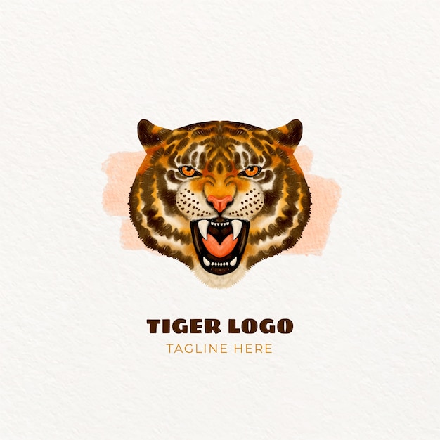 Watercolor tiger logo design