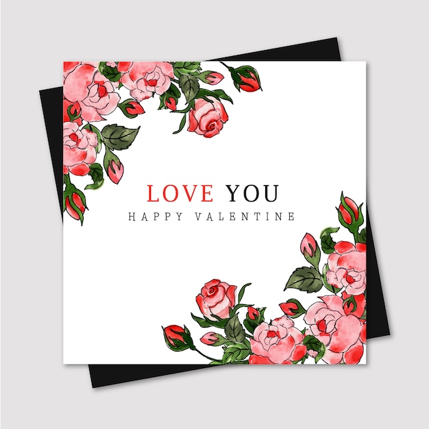 Watercolor Valentine Greeting Card