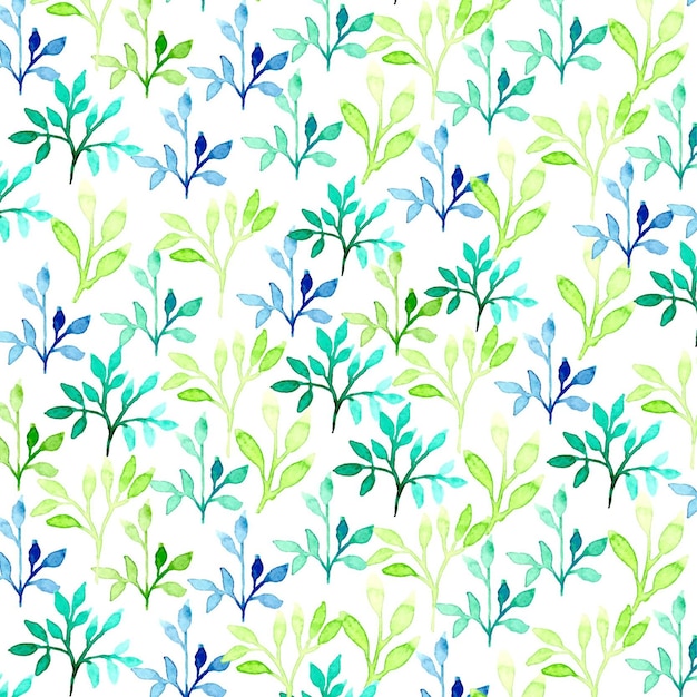 Watercolor vector pattern with leaves