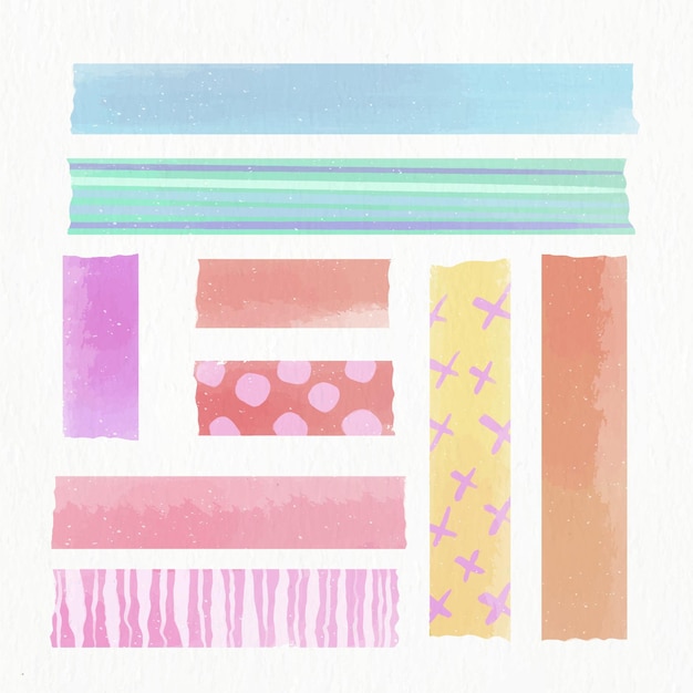 Vector watercolor washi tape collection