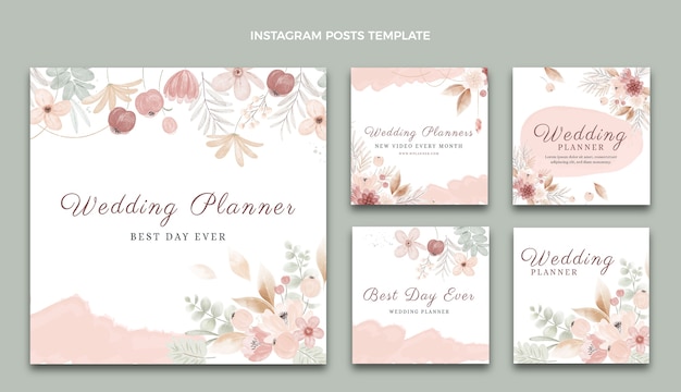 Vector watercolor wedding planner design template