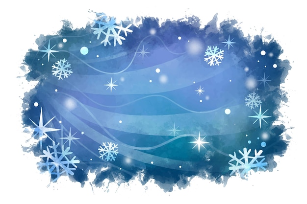 Watercolor winter background with snowflakes