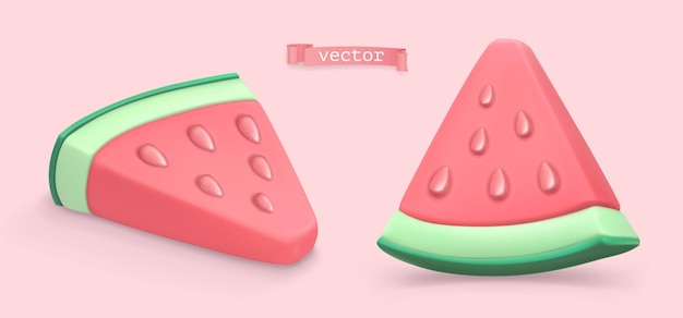 Watermelon summer fruit 3d set