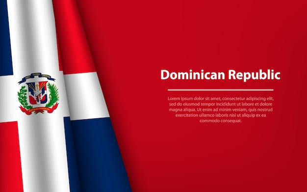 Wave flag of Dominican Republic with copyspace background