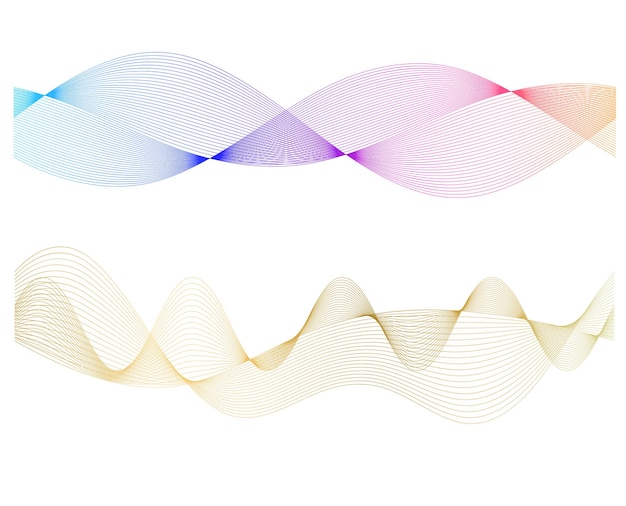 Vector wave of many colored lines abstract wavy stripes on a white background isolated creative line art eps 10 vector illustration design elements created using the blend tool curved smooth tape