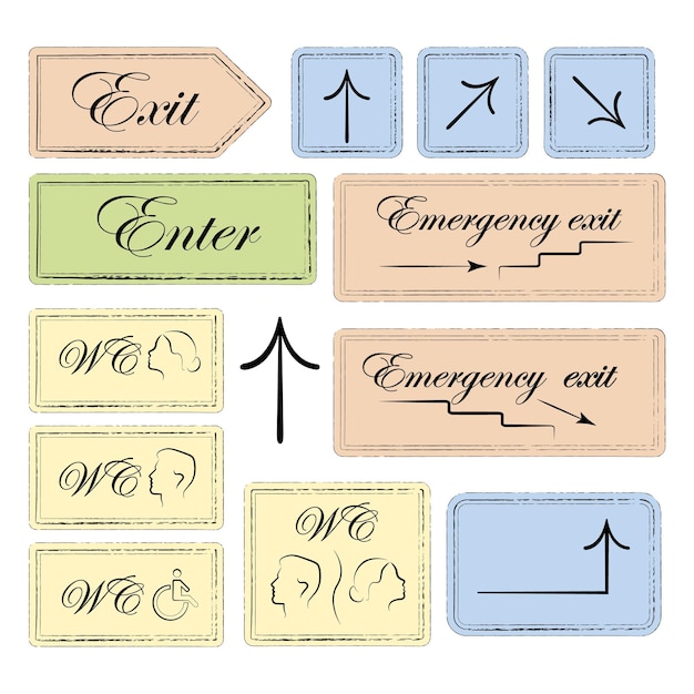 Вектор навигаторы знаки входа и выхода из помещения знаки, запрещающие вход и выход туалета вектор