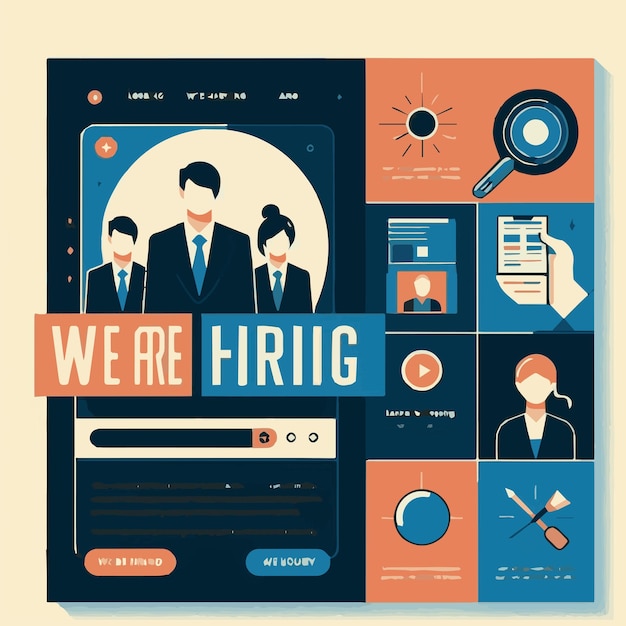 Vector we are hiring social media promo template flat design hiring poster template flat design job fair po