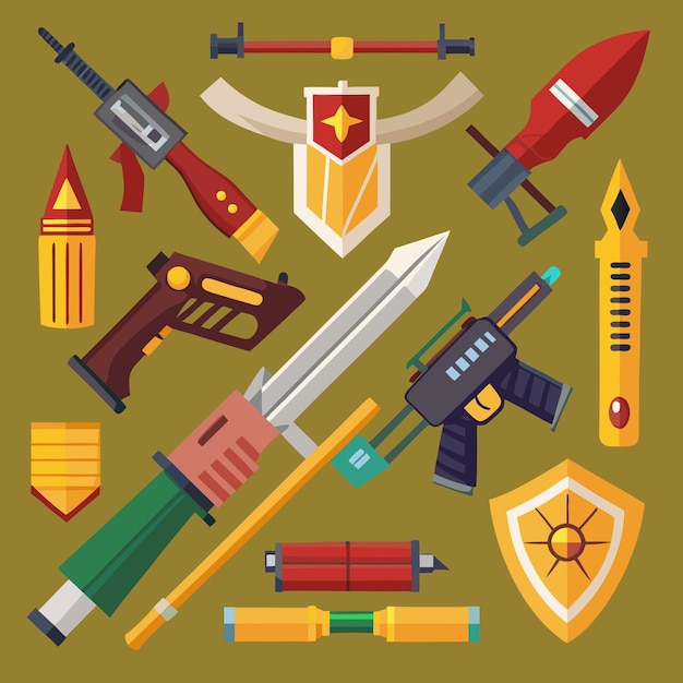 Vector weapons color vector graphic artwork