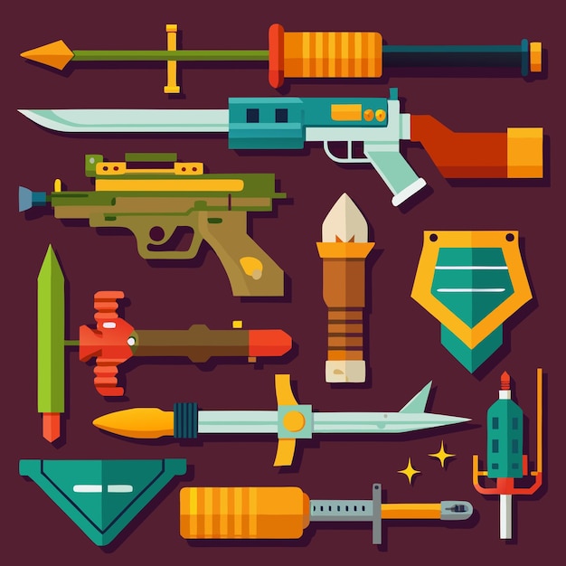 Vector weapons color vector graphic artwork