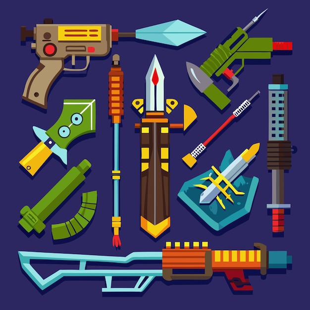 Vector weapons color vector graphic artwork