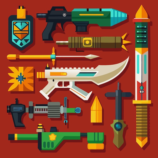 Vector weapons color vector graphic artwork