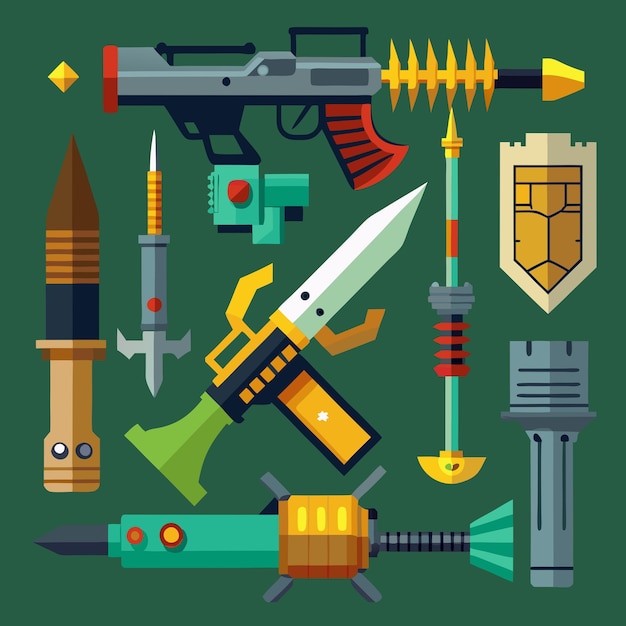 Vector weapons color vector graphic artwork