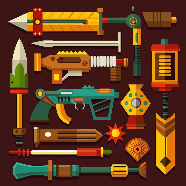 Vector weapons color vector graphic artwork