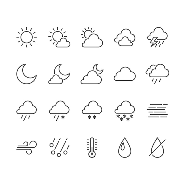 Weather thin icons Editable stroke