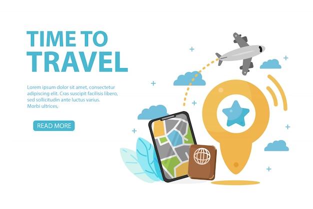 Web banners set on the theme of travel, Travel and tourism concept