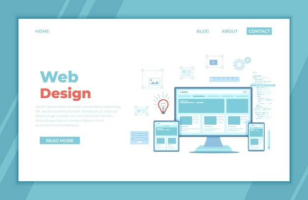 Web Design Website template for monitor laptop tablet phone Elements for mobile and web applica