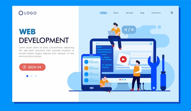 Web development landing page illustration website