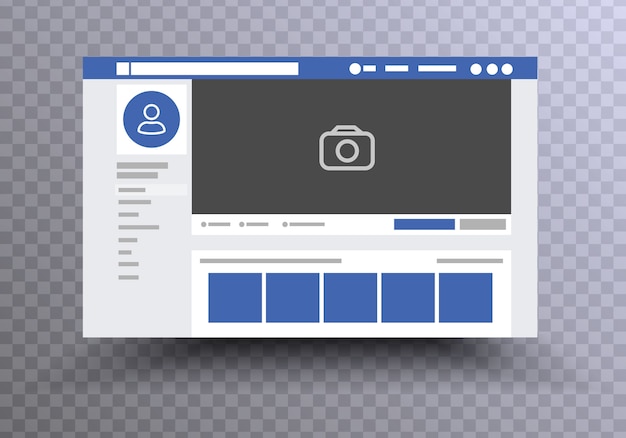 Vector web page browser, concept of social page interface on the laptop, social media  illustration