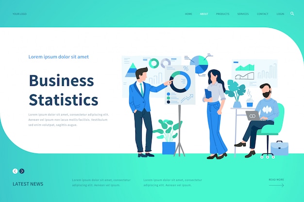 Web page  templates for Business Statistics. Modern  illustration concept for website.