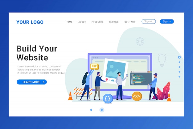 Vector website builder landing page template