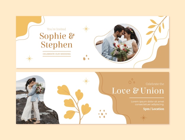 Vector wedding hand drawn flat banner