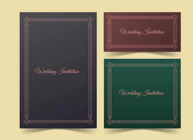 Vector wedding invitation card and menu template with empty border