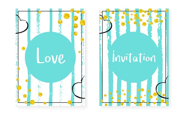 Wedding invitation set with dots and sequins Bridal shower card