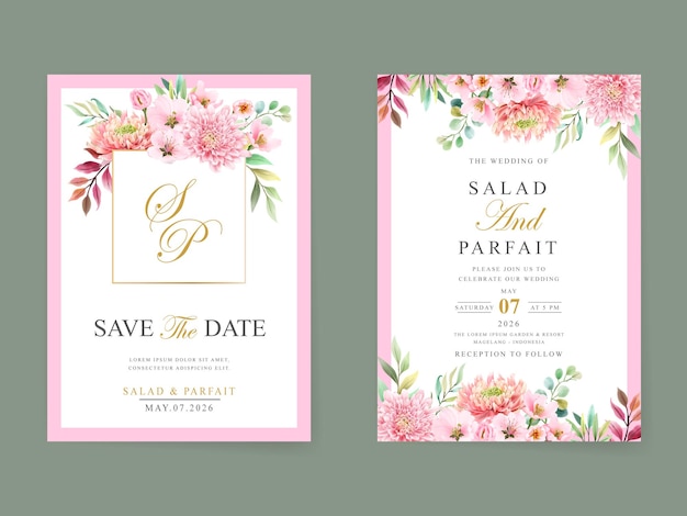 Vector a wedding invitation with flowers and a floral design on the bottom