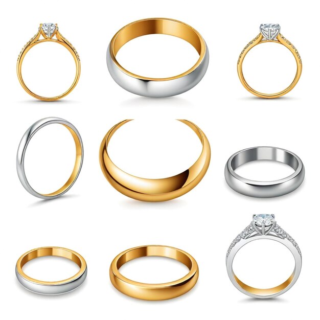 Vector wedding ring vector set white background isolated a high quality