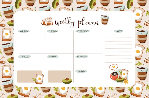 Vector weekly planner. to do list.