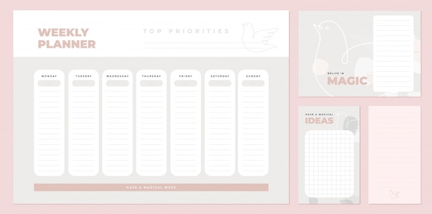 Weekly planner, stationery organizer, to do list, wish list