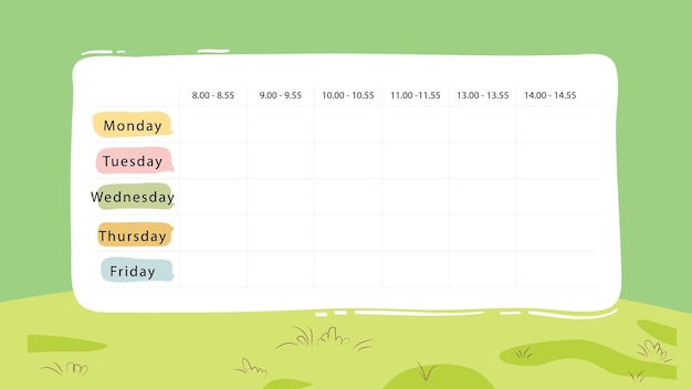 Vector weekly school planner printable template design