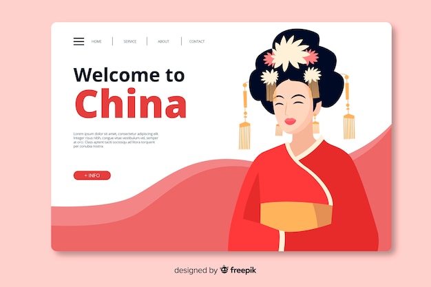 Welcome to china landing page template flat design