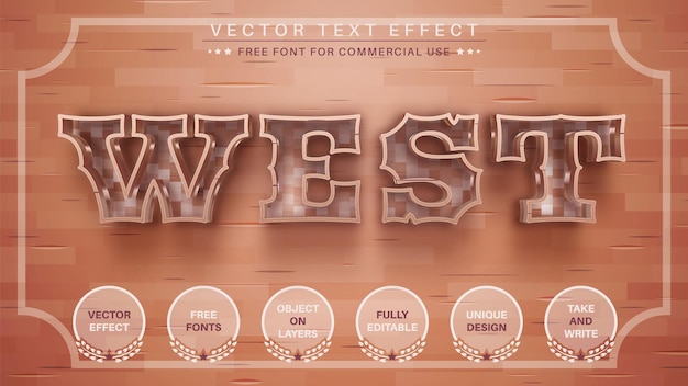 West редактируемый текстовый эффект, стиль шрифта