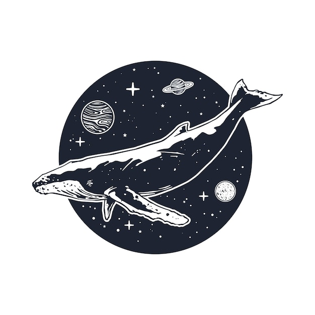 whale with galaxy background