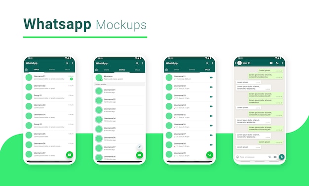 Whatsappチャットマッサージ共有アプリUi Mockup