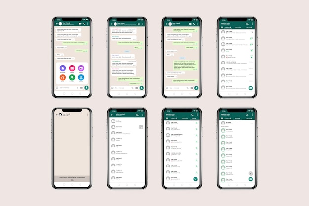 Whatsapp ui template on mobile phone