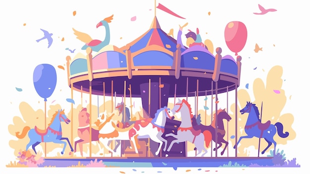 Whimsical Carousel with Brightly Painted Animal