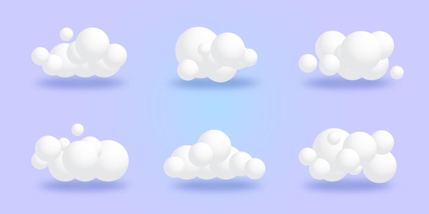 Vector white 3d realistic cloud isolated on a cloud blue background. renders a soft round cloud icon in the