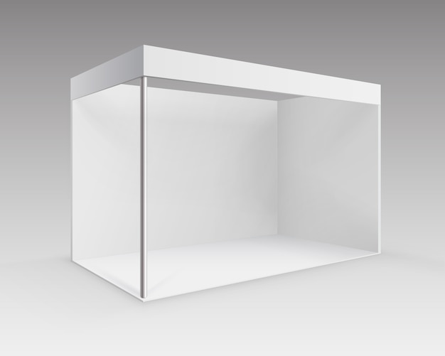 Vector white blank indoor trade exhibition booth standard stand for presentation in perspective isolated on background