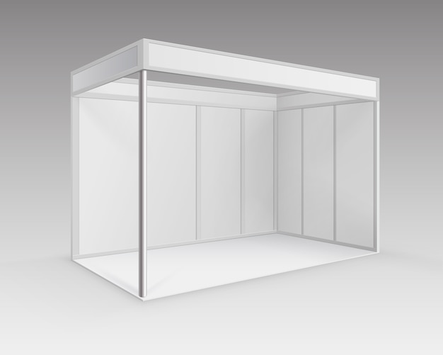 White Blank Indoor Trade exhibition Booth Standard Stand for Presentation in Perspective Isolated on Background