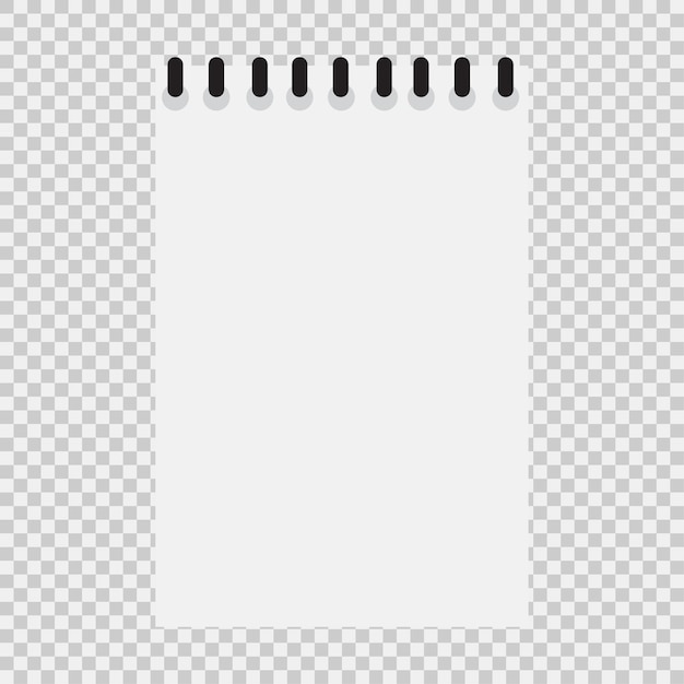 Vector white blank vertical spiral binding notepad icon