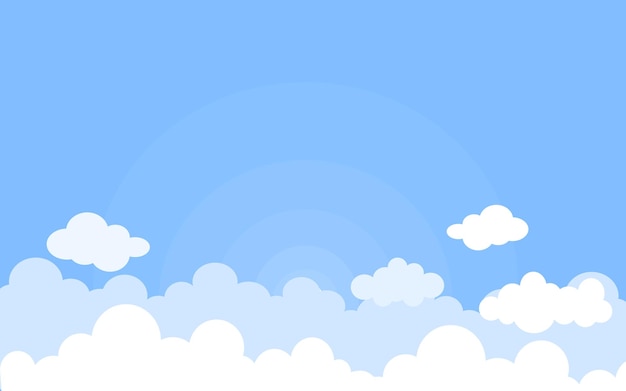 Vector white clouds paper cut with blue sky background