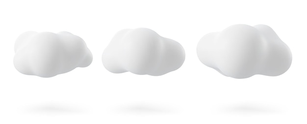 Vector white d vector illustration clouds isolated on a white background render soft round cartoon fluffy