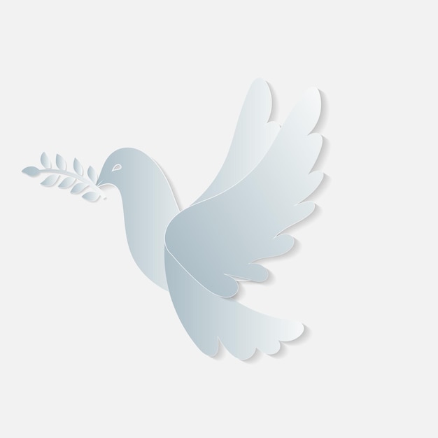 White Dove in Paper cutting Style on Background vector illustration of white paper cutout dove