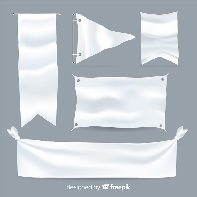 Vector white fabric banner collection