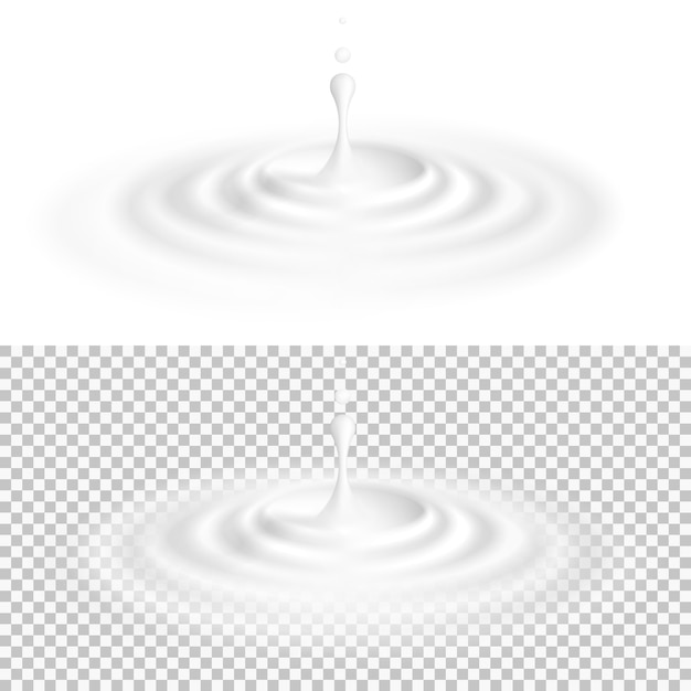 Vector white liquid drop with ripple surface. 