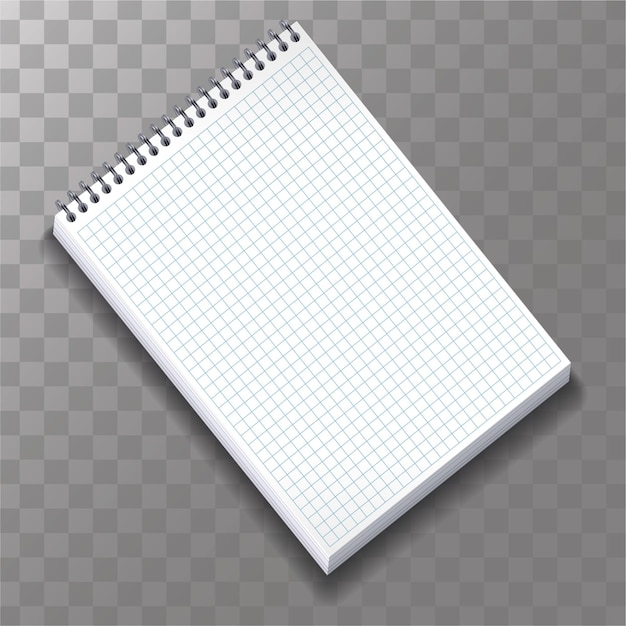 Vector a white notebook with a grid pattern on the pages