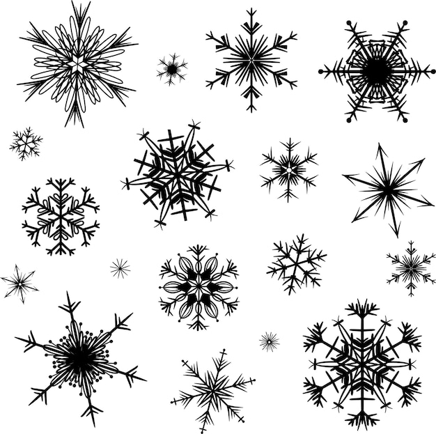 White painted snowflakes on blue background beautiful snowflakes of different shapes and sizes