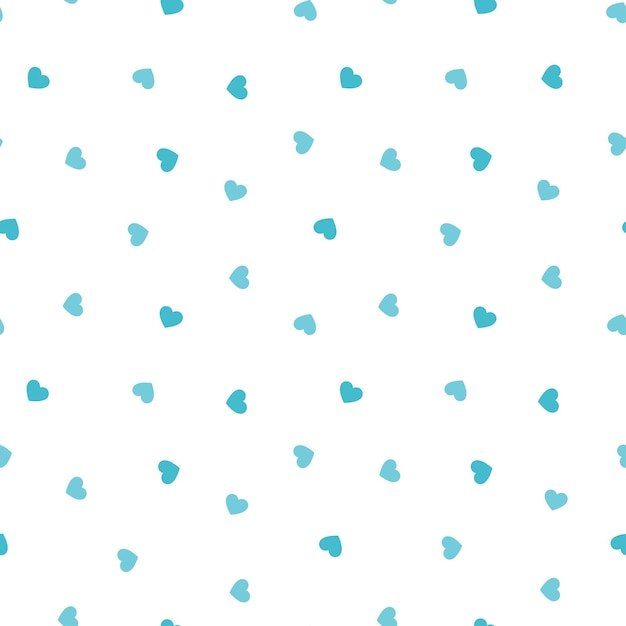 White seamless pattern with blue tiny hearts.